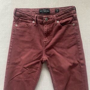 Lucky Brand Ava Skinny burgundy slim jeans with raw hem size 2